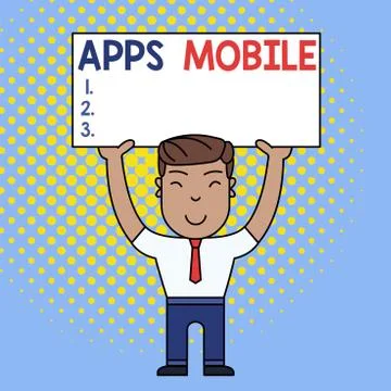 Conceptual hand writing showing Apps Mobile. Business photo text computer Stock Illustration