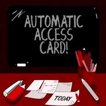 Conceptual hand writing showing Automatic Access Card. Business photo showcasing Ilustración de archivo