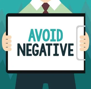 Conceptual hand writing showing Avoid Negative. Business photo showcasing 库存插图