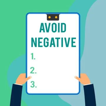 Conceptual hand writing showing Avoid Negative. Business photo text Staying away Stock Illustration