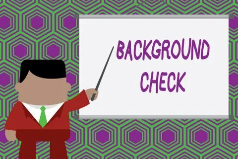 Conceptual hand writing showing Background Check. Business photo showcasing way Ilustración de archivo