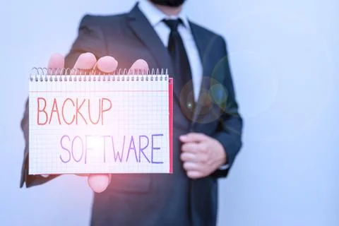 Conceptual hand writing showing Backup Software. Business photo text create Foto stock