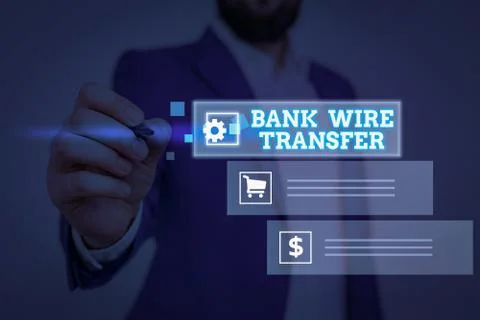 Conceptual hand writing showing Bank Wire Transfer. Business photo text Stock Photos