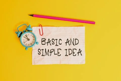 Conceptual hand writing showing Basic And Simple Idea. Business photo showcasing Stock Photos
