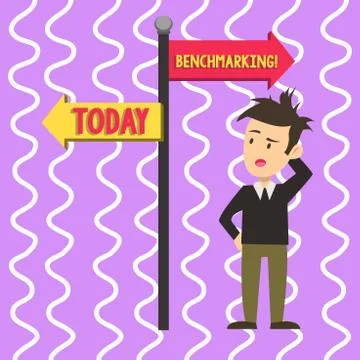 Conceptual hand writing showing Benchmarking. Business photo text evaluate Stock Illustration