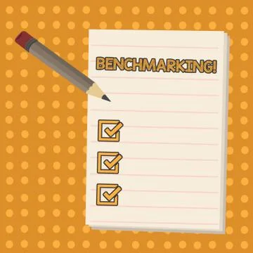 Conceptual hand writing showing Benchmarking. Business photo showcasing evaluate Stock Illustration