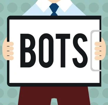 Conceptual hand writing showing Bots. Business photo text Automated program t Illustration