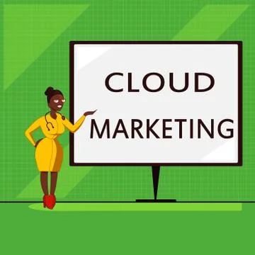 Conceptual hand writing showing Cloud Marketing. Business photo showcasing The Stock Illustration