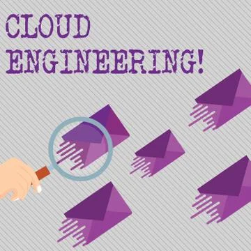 Conceptual hand writing showing Cloud Engineering. Business photo showcasing Illustrazione stock