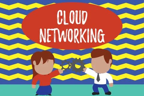 Conceptual hand writing showing Cloud Networking. Business photo text is term Illustrazione stock