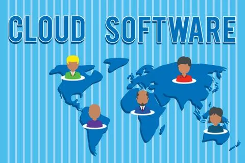 Conceptual hand writing showing Cloud Software. Business photo text Programs 库存插图