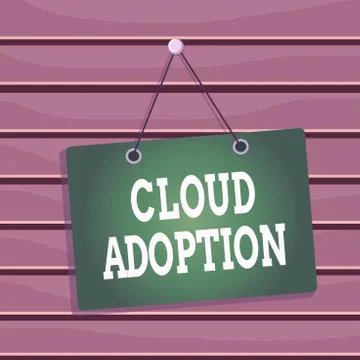 Conceptual hand writing showing Cloud Adoption. Business photo showcasing Illustrazione stock