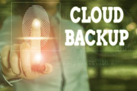 Conceptual hand writing showing Cloud Backup. Business photo showcasing enable Foto stock