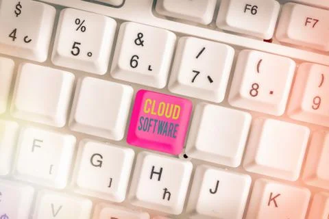 Conceptual hand writing showing Cloud Software. Business photo showcasing Stock Photos