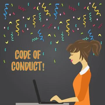 Conceptual hand writing showing Code Of Conduct. Business photo showcasing Illustrazione stock