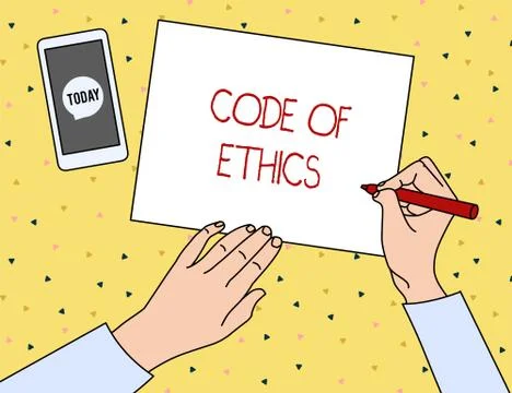 Conceptual hand writing showing Code Of Ethics. Business photo showcasing basic Stock Illustration
