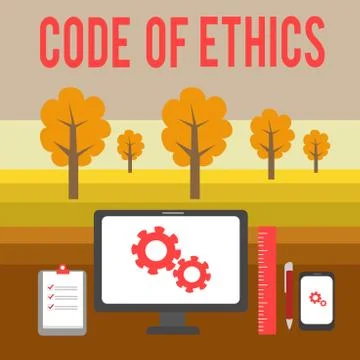 Conceptual hand writing showing Code Of Ethics. Business photo showcasing basic Stock Illustration