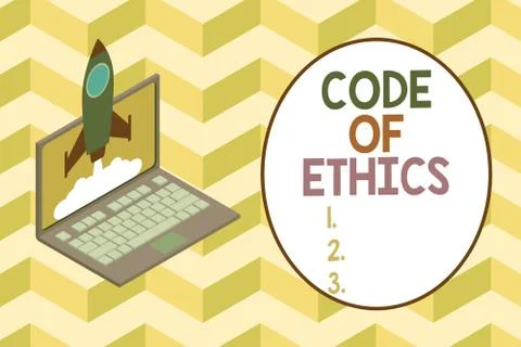 Conceptual hand writing showing Code Of Ethics. Business photo showcasing basic Stock Illustration