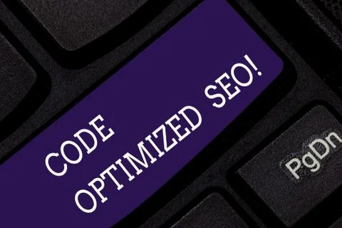 Conceptual hand writing showing Code Optimized Seo. Business photo showcasing Stock Photos