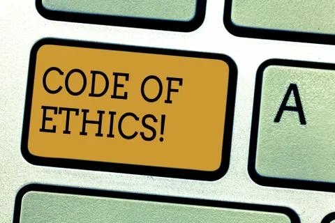 Conceptual hand writing showing Code Of Ethics. Business photo text Moral Rules Stock Photos