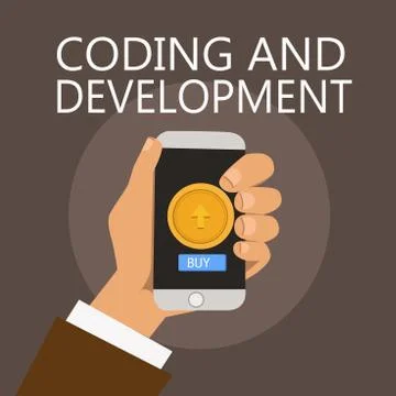 Conceptual hand writing showing Coding And Development. Business photo Stock Illustration