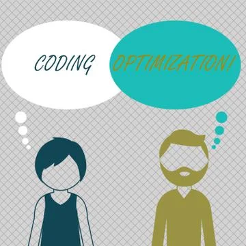 Conceptual hand writing showing Coding Optimization. Business photo showcasing Stock Illustration