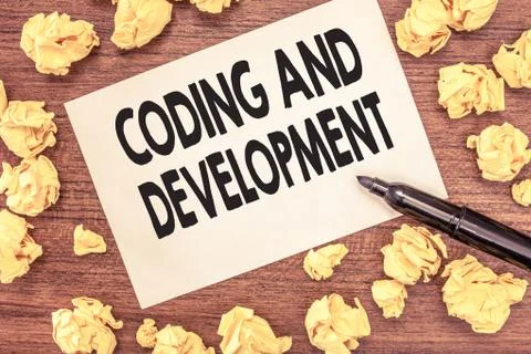 Conceptual hand writing showing Coding And Development. Business photo Stock Photos