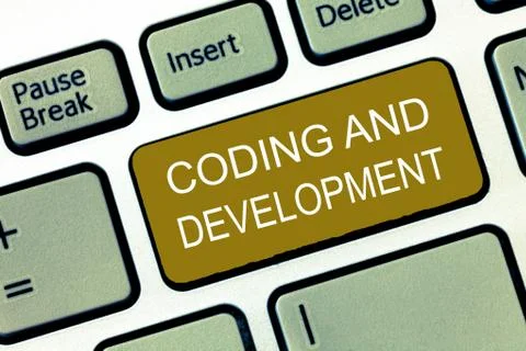 Conceptual hand writing showing Coding And Development. Business photo Stock Photos