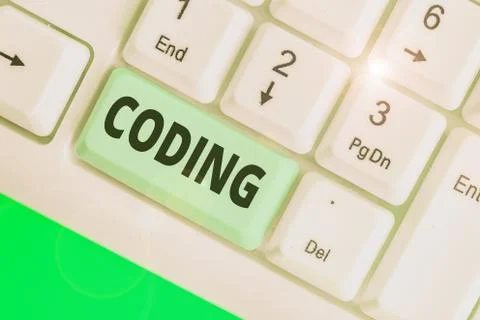 Conceptual hand writing showing Coding. Business photo showcasing assigning code Stock Photos