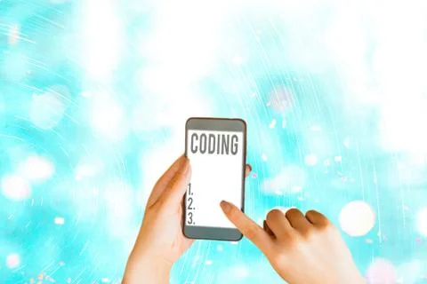 Conceptual hand writing showing Coding. Business photo showcasing assigning code Stockfoto's