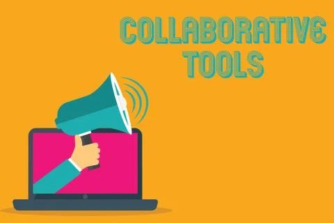 Conceptual hand writing showing Collaborative Tools. Business photo text Private Ilustração Stock