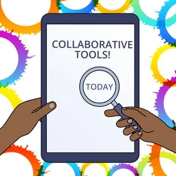 Conceptual hand writing showing Collaborative Tools. Business photo text Private Stockillustratie