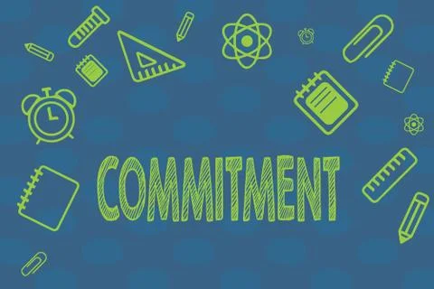 Conceptual hand writing showing Commitment. Business photo text Quality of being Stockillustratie