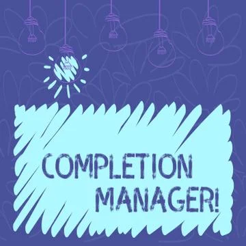 Conceptual hand writing showing Completion Manager. Business photo text oversees Stock Illustration