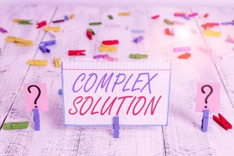 Conceptual hand writing showing Complex Solution. Business photo showcasing Foto stock