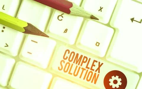 Conceptual hand writing showing Complex Solution. Business photo showcasing Foto stock