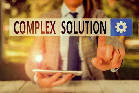 Conceptual hand writing showing Complex Solution. Business photo showcasing Foto stock