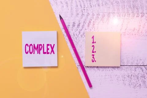 Conceptual hand writing showing Complex. Business photo showcasing the Foto stock