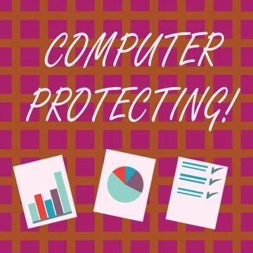 Conceptual hand writing showing Computer Protecting. Business photo showcasing Illustrazione stock