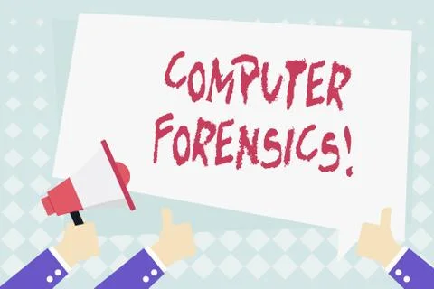 Conceptual hand writing showing Computer Forensics. Business photo showcasing Illustrazione stock