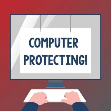 Conceptual hand writing showing Computer Protecting. Business photo showcasing Illustrazione stock