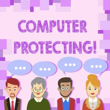 Conceptual hand writing showing Computer Protecting. Business photo showcasing Illustrazione stock