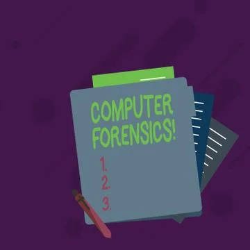 Conceptual hand writing showing Computer Forensics. Business photo showcasing Illustrazione stock