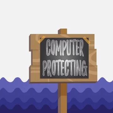 Conceptual hand writing showing Computer Protecting. Business photo showcasing Illustrazione stock