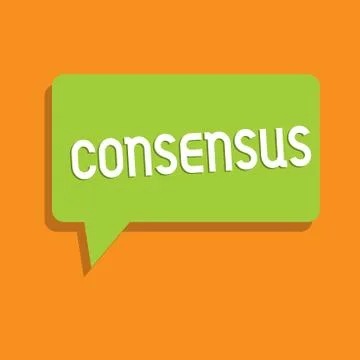 Conceptual hand writing showing Consensus. Business photo showcasing general Ilustración de archivo