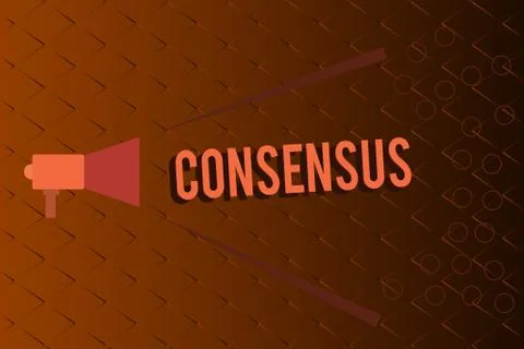 Conceptual hand writing showing Consensus. Business photo text general agreement Stock Illustration