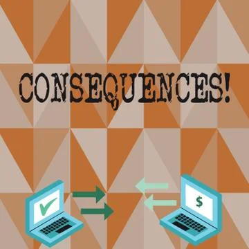 Conceptual hand writing showing Consequences. Business photo text Result Outcome Illustrazione stock