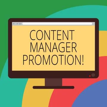 Conceptual hand writing showing Content Manager Promotion. Business photo Stock Illustration