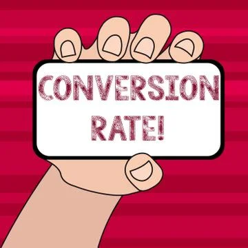 Conceptual hand writing showing Conversion Rate. Business photo text number of Illustrazione stock