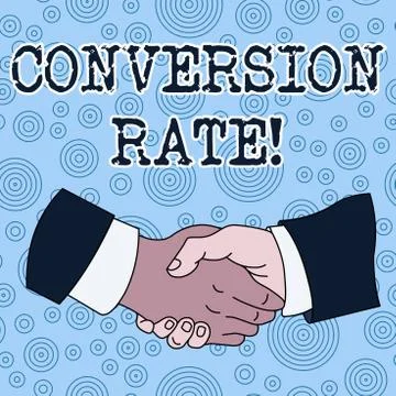 Conceptual hand writing showing Conversion Rate. Business photo text number of Illustrazione stock